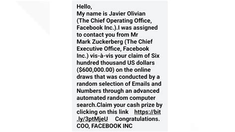 lucky winner facebook scam.